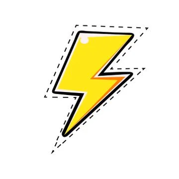 Yellow electric lightning bolt, vector comic illustration in pop art retro style Stock Illustration