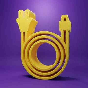Yellow Electric plug icon isolated on purple background. Concept of connect.. Stock Illustration