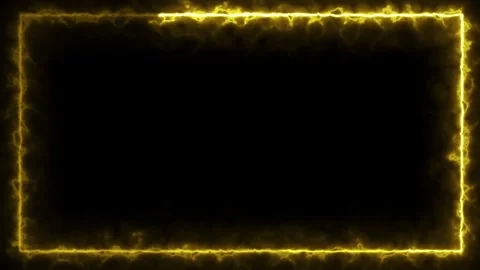 Yellow electric rectangle frame with glowing energy on black background Stock Footage 336791858
