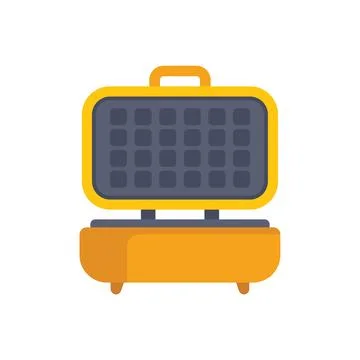 Yellow electric waffle maker preparing delicious breakfast waffles Stock Illustration