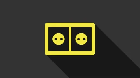 Yellow Electrical outlet icon isolated on grey background. Power socket. Rosette Stock Footage 147704267