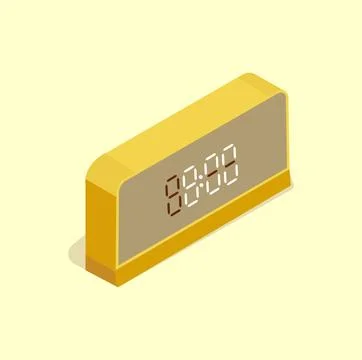 Yellow electronic alarm clock. 8 am Stock Illustration