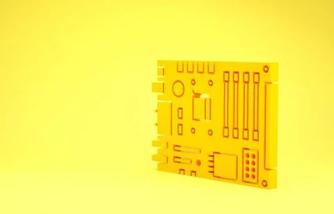 Yellow Electronic computer components motherboard digital chip integrated sci Stock Illustration