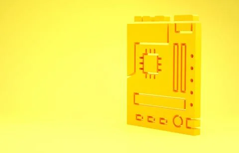 Yellow Electronic computer components motherboard digital chip integrated sci Stock Illustration