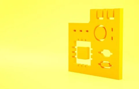 Yellow Electronic computer components motherboard digital chip integrated sci Stock Illustration