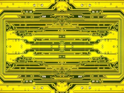 Yellow electronic microcircuit.background. 스톡 사진