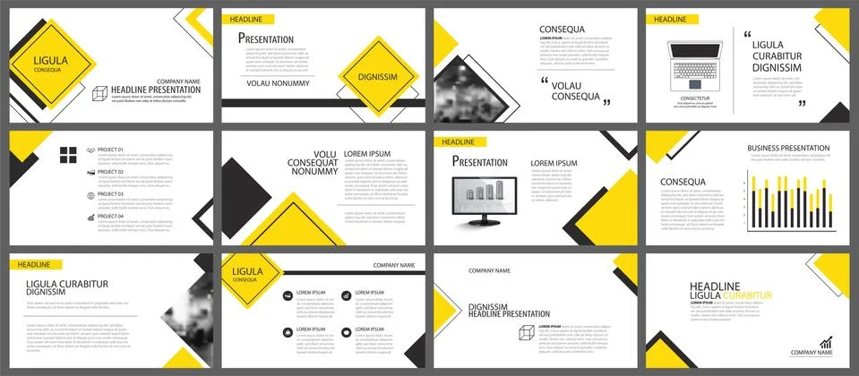 Yellow element for slide infographic on background. Presentation template. Us Stock Illustration
