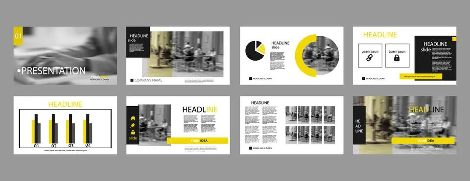 Yellow elements design template on white background. Vector infographic. Used Stock Illustration