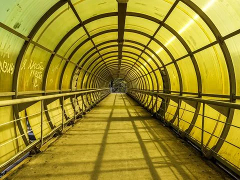 Yellow elevated pedestrian crossing Stock Photos