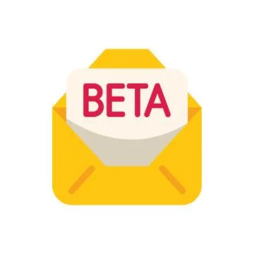 Yellow email envelope containing beta test invitation Stockillustratie