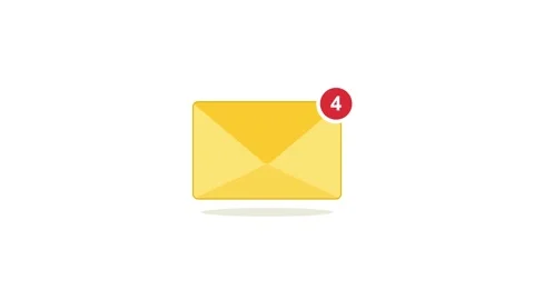 Yellow Email Envelope Icon with Red Three-Message Notification Stock Footage 347162628