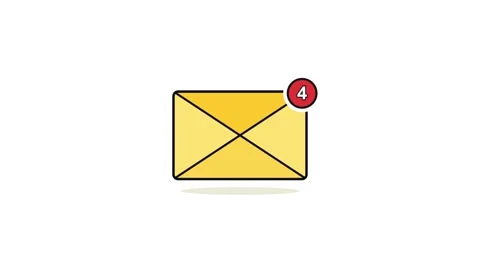 Yellow Email Envelope Icon with Three Unread Message Notifications Stock Footage 347162636