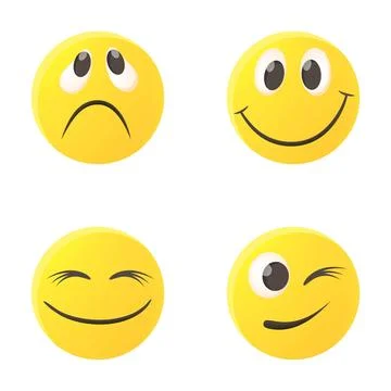 Yellow emoji faces showing a range of emotions Stock Illustration