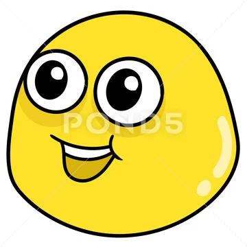 Yellow emoji head with cute chubby cheeks, doodle icon drawing: Graphic ...