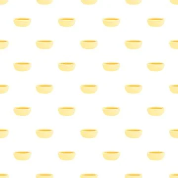Yellow empty bowls seamless repeat pattern illustration Stock Illustration