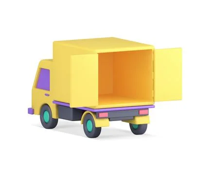 Yellow empty cargo truck with open doors ready to loading commercial logistic Stock Illustration
