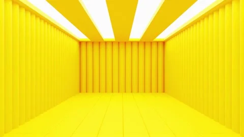 Yellow Empty Interior Space Room with Modern Roof Design, 3D Rendering Animation Видео 195942761