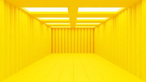Yellow Empty Interior Space Room Studio Background With Modern Roof Design Stock Illustration