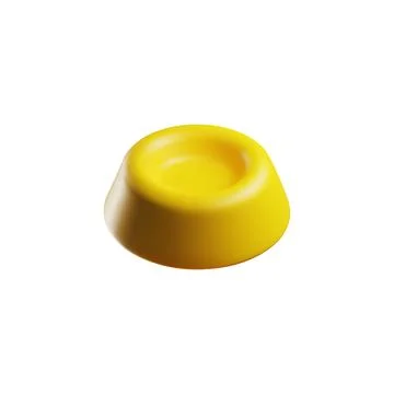 Yellow empty pet bowl 3D vector icon, pet care accessory, clean feed bowl for Stock-Illustration