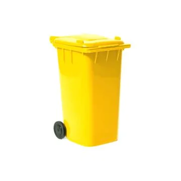 Yellow empty recycling bin Stock Photos