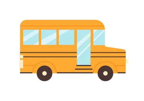 Yellow empty school bus for transportation of kids, side view 스톡 일러스트