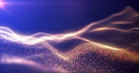Yellow energy glowing magic waves from particles of lines with light rays. .. イラスト素材