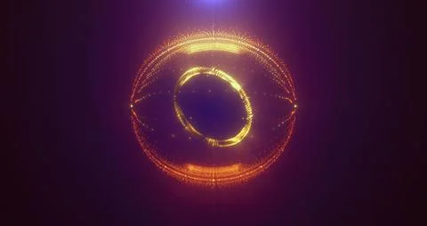 Yellow energy magic circle sphere ball of futuristic waves and lines of par.. Stock Illustration