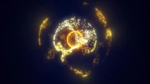 Yellow energy magic circle, sphere, ball made of futuristic waves and lines.. Illustrazione stock