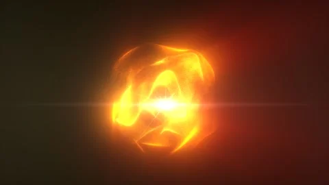 Yellow energy magic sphere round high-tech digital ball core of light rays .. Stock Footage 274165872