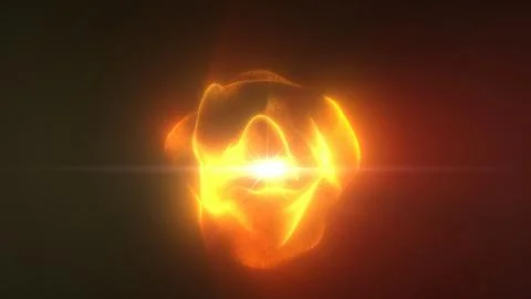 Yellow energy magic sphere round high-tech digital ball core of light rays .. 스톡 일러스트