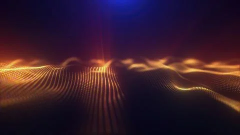 Yellow energy magic waves high tech digital iridescent morphing with light .. 스톡 일러스트
