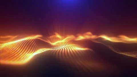 Yellow energy magic waves high tech digital iridescent morphing with light ra Stock Illustration