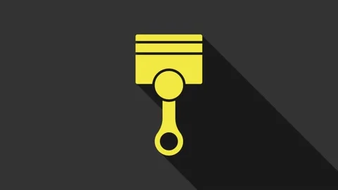 Yellow Engine piston icon isolated on grey background. Car engine piston sign 動画素材 147704781