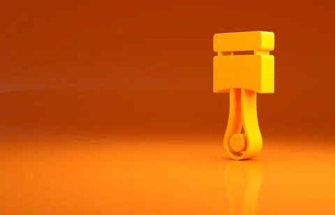 Yellow Engine piston icon isolated on orange background. Car engine piston sign Illustrazione stock