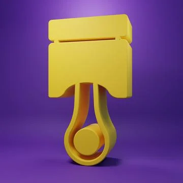Yellow Engine piston icon isolated on purple background. Car engine piston .. イラスト素材