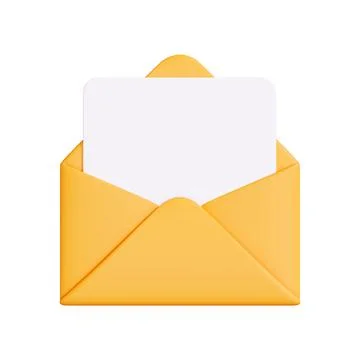 Yellow Envelope with Blank Card Isolated on White Stock Illustration