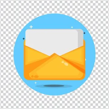 Yellow envelope with a blank sheet of paper on a blank background Stock Illustration