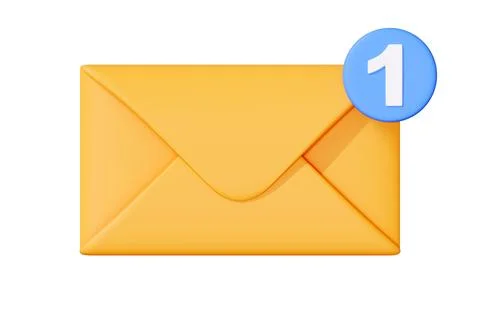 Yellow Envelope with Blue Notification Icon Stock Illustration