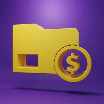 Yellow Envelope with coin dollar symbol icon isolated on purple background... Stock Illustration