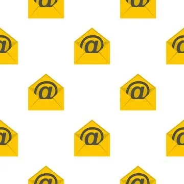 Yellow envelope with email sign pattern flat Stock Illustration