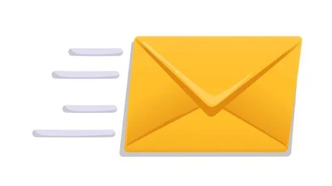 Yellow envelope flying fast icon. Vector illustration Stock Illustration