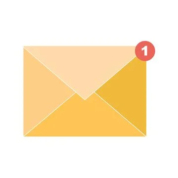 Yellow envelope in the form of an icon with a red circle and a number Stock Illustration
