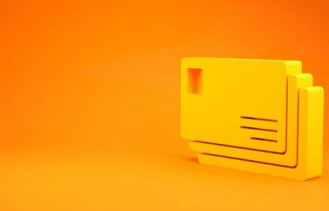 Yellow Envelope icon isolated on orange background. Email message letter symb Stock Illustration
