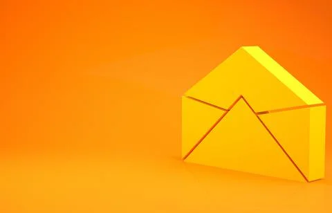 Yellow Envelope icon isolated on orange background. Email message letter symb Stock Illustration