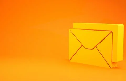 Yellow Envelope icon isolated on orange background. Email message letter symb Illustrazione stock