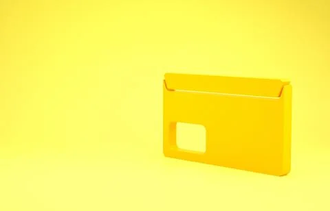 Yellow Envelope icon isolated on yellow background. Email message letter symb Illustrazione stock