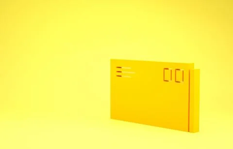 Yellow Envelope icon isolated on yellow background. Email message letter symb Illustrazione stock