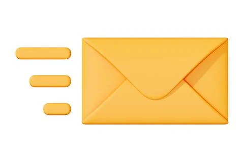 Yellow Envelope with Motion Lines Icon Stock Illustration