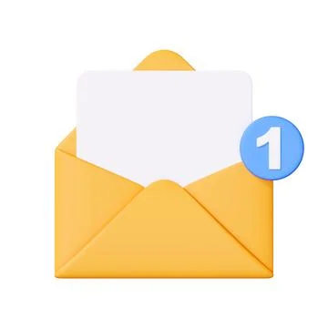 Yellow Envelope with Notification Icon and Blank Card Stock Illustration