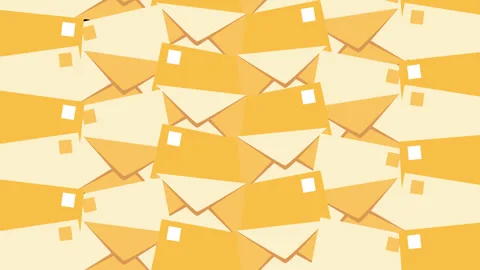 Yellow Envelope Seamless Pattern Animation Postal Mail and Letter Delivery B Stockbeeldmateriaal 347417217